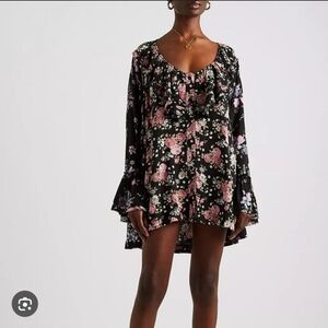 575-Free People Floral Black and Pink Women's Top